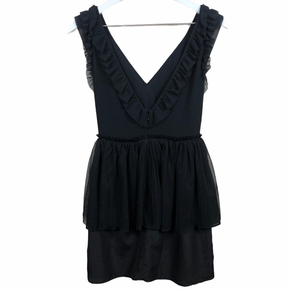 Keepsake Black Ruffle Tiered Mini Dress Size 2 - Picture 6 of 13
